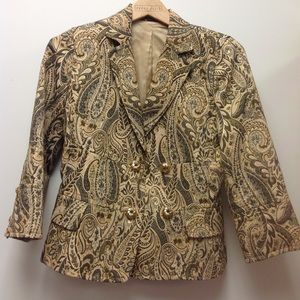 EXPRESS Tan Metallic Blazer Paisley Brocade Blazer